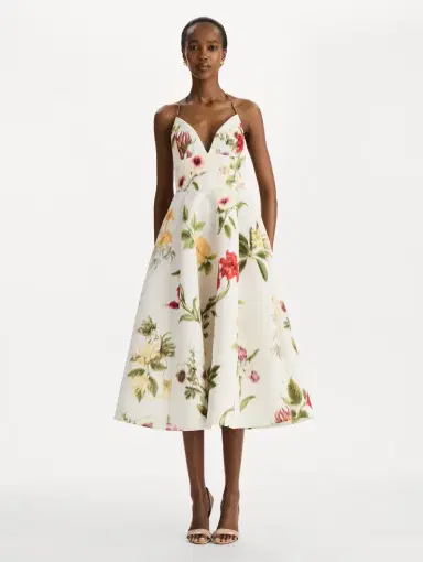 Oscar de la Renta Chiné Dominican Mixed-Floral Faille Cocktail Dress | Thumbnail 2 Oscar de la Renta Chiné Dominican Mixed-Floral Faille Cocktail Dress | Thumbnail 2