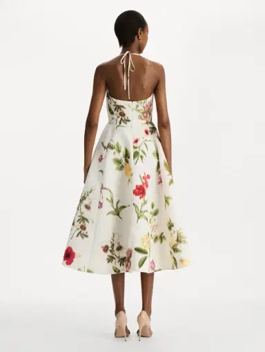 Oscar de la Renta Chiné Dominican Mixed-Floral Faille Cocktail Dress | Thumbnail 3 Oscar de la Renta Chiné Dominican Mixed-Floral Faille Cocktail Dress | Thumbnail 3