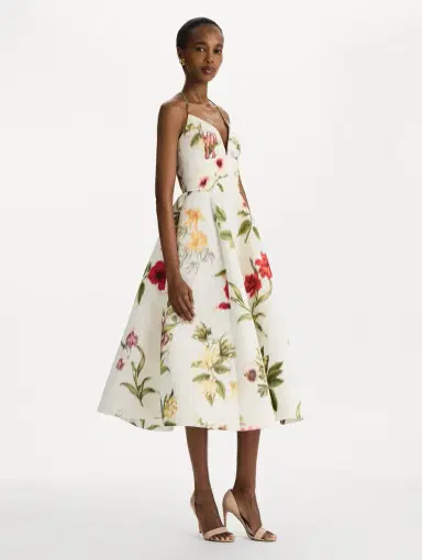 Oscar de la Renta Chiné Dominican Mixed-Floral Faille Cocktail Dress | Thumbnail 4 Oscar de la Renta Chiné Dominican Mixed-Floral Faille Cocktail Dress | Thumbnail 4
