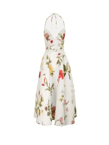 Oscar de la Renta Chiné Dominican Mixed-Floral Faille Cocktail Dress | Thumbnail 1 Oscar de la Renta Chiné Dominican Mixed-Floral Faille Cocktail Dress | Thumbnail 1