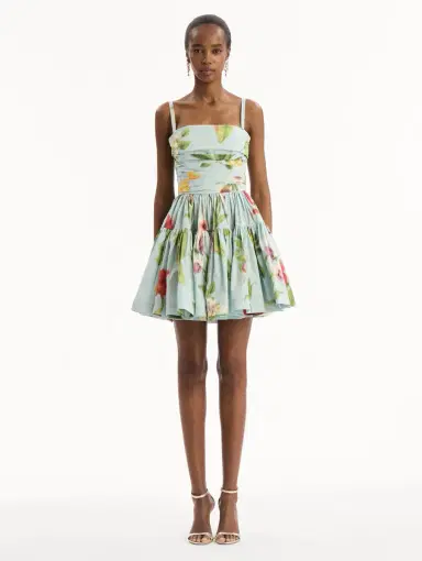 Oscar de la Renta Chiné Dominican Mixed-Floral Cotton Poplin Tiered Dress | Thumbnail 2 Oscar de la Renta Chiné Dominican Mixed-Floral Cotton Poplin Tiered Dress | Thumbnail 2