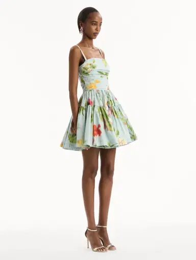 Oscar de la Renta Chiné Dominican Mixed-Floral Cotton Poplin Tiered Dress | Thumbnail 4 Oscar de la Renta Chiné Dominican Mixed-Floral Cotton Poplin Tiered Dress | Thumbnail 4