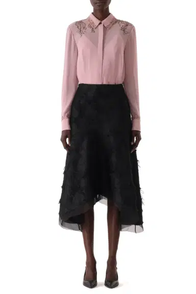 Jason Wu Collection CREPE CHIFFON BUTTON-UP SHIRT WITH LACE | Thumbnail 3 Jason Wu Collection CREPE CHIFFON BUTTON-UP SHIRT WITH LACE | Thumbnail 3
