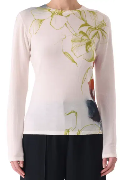 Jason Wu Collection SHADOW FLORAL MERINO WOOL CREW NECK SWEATER | Thumbnail 3 Jason Wu Collection SHADOW FLORAL MERINO WOOL CREW NECK SWEATER | Thumbnail 3