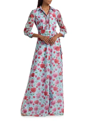 SACHIN BABI Women's Addison Floral Organza Shirtwaist Gown - Sky Poppies | Thumbnail 2 SACHIN BABI Women's Addison Floral Organza Shirtwaist Gown - Sky Poppies | Thumbnail 2