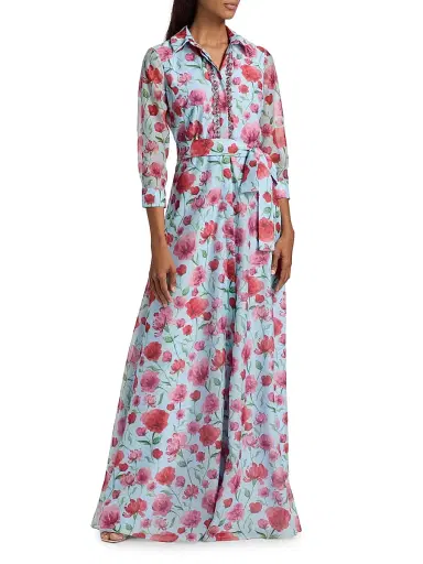 SACHIN BABI Women's Addison Floral Organza Shirtwaist Gown - Sky Poppies | Thumbnail 3 SACHIN BABI Women's Addison Floral Organza Shirtwaist Gown - Sky Poppies | Thumbnail 3