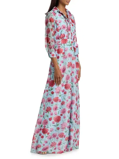 SACHIN BABI Women's Addison Floral Organza Shirtwaist Gown - Sky Poppies | Thumbnail 4 SACHIN BABI Women's Addison Floral Organza Shirtwaist Gown - Sky Poppies | Thumbnail 4