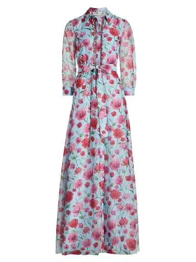 SACHIN BABI Women's Addison Floral Organza Shirtwaist Gown - Sky Poppies | Thumbnail 1 SACHIN BABI Women's Addison Floral Organza Shirtwaist Gown - Sky Poppies | Thumbnail 1