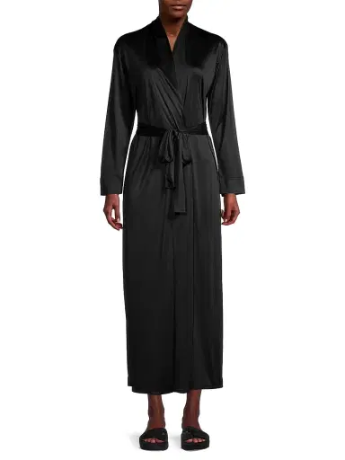 Natori Women's Enchant Long Satin Robe - Black | Thumbnail 3 Natori Women's Enchant Long Satin Robe - Black | Thumbnail 3