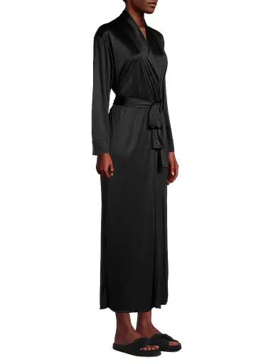 Natori Women's Enchant Long Satin Robe - Black | Thumbnail 4 Natori Women's Enchant Long Satin Robe - Black | Thumbnail 4