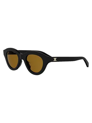 Celine Women's Triomphe Mini 47MM Oval Sunglasses - Shiny Black Roviex | Thumbnail 1 Celine Women's Triomphe Mini 47MM Oval Sunglasses - Shiny Black Roviex | Thumbnail 1