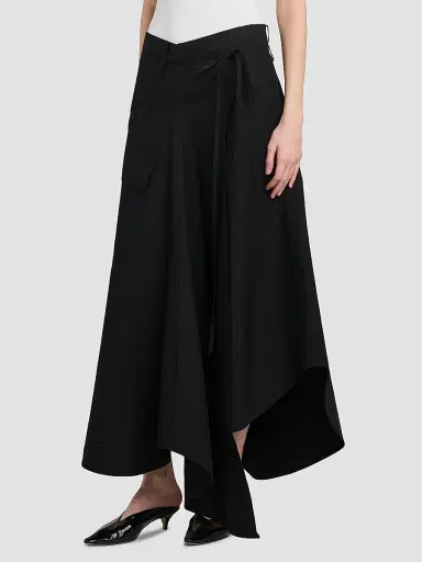 Bottega Veneta Women's Asymmetric Cotton Toille Maxi Skirt - Double Black - Size 12 | Thumbnail 4 Bottega Veneta Women's Asymmetric Cotton Toille Maxi Skirt - Double Black - Size 12 | Thumbnail 4