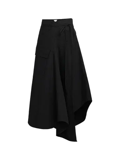 Bottega Veneta Women's Asymmetric Cotton Toille Maxi Skirt - Double Black - Size 12 | Thumbnail 1 Bottega Veneta Women's Asymmetric Cotton Toille Maxi Skirt - Double Black - Size 12 | Thumbnail 1
