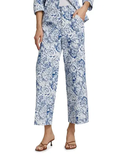 Cinq à Sept Women's Sketchbook Floral Benji Pants - White Dark Cerulean | Thumbnail 3 Cinq à Sept Women's Sketchbook Floral Benji Pants - White Dark Cerulean | Thumbnail 3