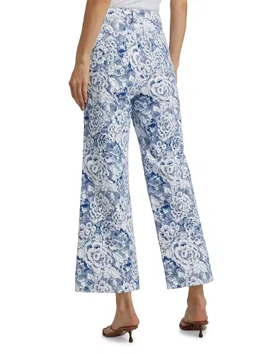 Cinq à Sept Women's Sketchbook Floral Benji Pants - White Dark Cerulean | Thumbnail 5 Cinq à Sept Women's Sketchbook Floral Benji Pants - White Dark Cerulean | Thumbnail 5
