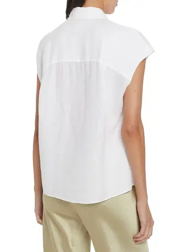 Vince Women's Linen Cap-Sleeve Blouse - Optic White - Size Large | Thumbnail 5 Vince Women's Linen Cap-Sleeve Blouse - Optic White - Size Large | Thumbnail 5