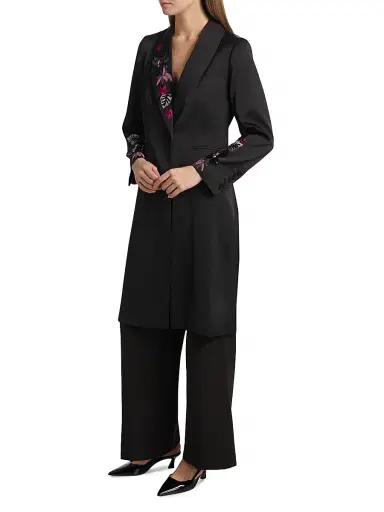 Elie Tahari Women's Heather Floral Embroidered Coat | Thumbnail 2 Elie Tahari Women's Heather Floral Embroidered Coat | Thumbnail 2