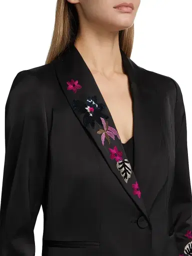 Elie Tahari Women's Heather Floral Embroidered Coat | Thumbnail 6 Elie Tahari Women's Heather Floral Embroidered Coat | Thumbnail 6