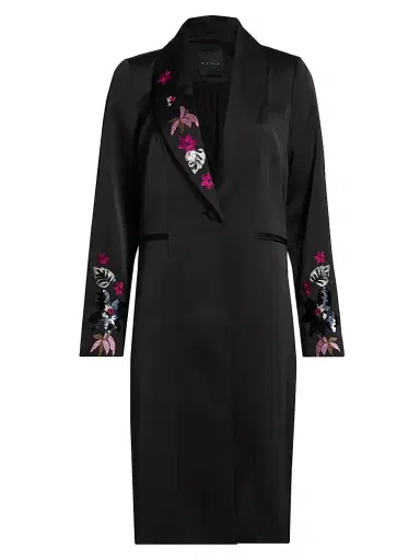 Elie Tahari Women's Heather Floral Embroidered Coat | Thumbnail 1 Elie Tahari Women's Heather Floral Embroidered Coat | Thumbnail 1