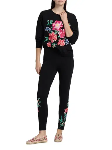 Johnny Was Women's Celiora Embroidered Cotton-Blend Leggings | Thumbnail 2 Johnny Was Women's Celiora Embroidered Cotton-Blend Leggings | Thumbnail 2