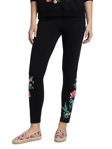 Johnny Was Women's Celiora Embroidered Cotton-Blend Leggings | Thumbnail 3 Johnny Was Women's Celiora Embroidered Cotton-Blend Leggings | Thumbnail 3