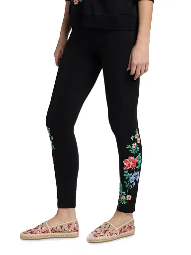 Johnny Was Women's Celiora Embroidered Cotton-Blend Leggings | Thumbnail 4 Johnny Was Women's Celiora Embroidered Cotton-Blend Leggings | Thumbnail 4