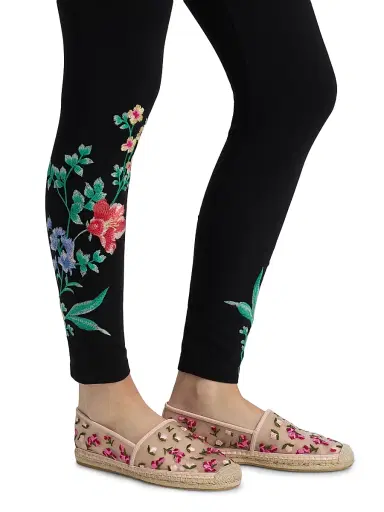 Johnny Was Women's Celiora Embroidered Cotton-Blend Leggings | Thumbnail 6 Johnny Was Women's Celiora Embroidered Cotton-Blend Leggings | Thumbnail 6