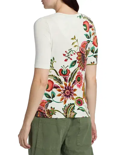 Johnny Was Women's JanieFloral Fitted Cotton T-Shirt - Valley Of The Fleurs | Thumbnail 5 Johnny Was Women's JanieFloral Fitted Cotton T-Shirt - Valley Of The Fleurs | Thumbnail 5