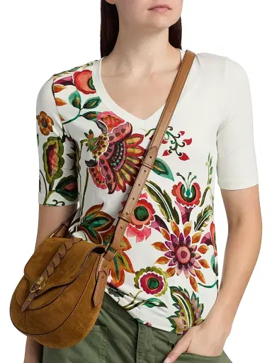 Johnny Was Women's JanieFloral Fitted Cotton T-Shirt - Valley Of The Fleurs | Thumbnail 6 Johnny Was Women's JanieFloral Fitted Cotton T-Shirt - Valley Of The Fleurs | Thumbnail 6