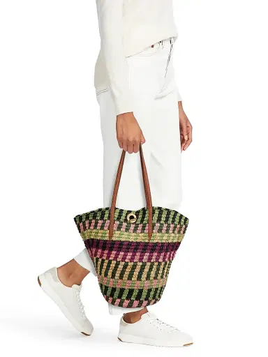 Veronica Beard Women's Striped Raffia Tote Bag | Thumbnail 2 Veronica Beard Women's Striped Raffia Tote Bag | Thumbnail 2