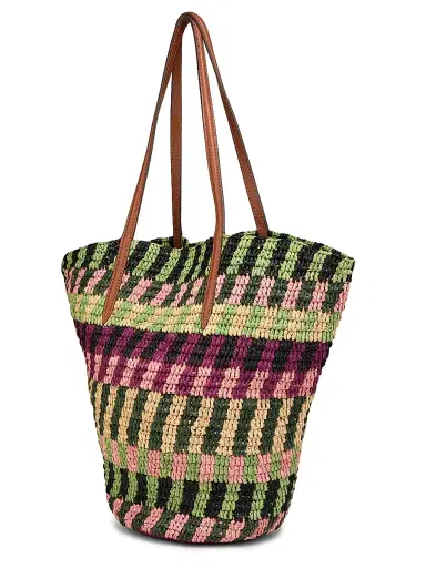 Veronica Beard Women's Striped Raffia Tote Bag | Thumbnail 3 Veronica Beard Women's Striped Raffia Tote Bag | Thumbnail 3