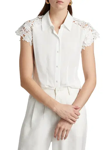 Generation Love Women's Felice Guipure Lace-Sleeve Blouse - White | Thumbnail 3 Generation Love Women's Felice Guipure Lace-Sleeve Blouse - White | Thumbnail 3
