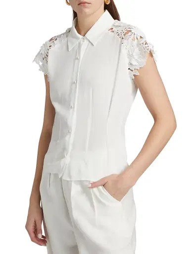 Generation Love Women's Felice Guipure Lace-Sleeve Blouse - White | Thumbnail 4 Generation Love Women's Felice Guipure Lace-Sleeve Blouse - White | Thumbnail 4