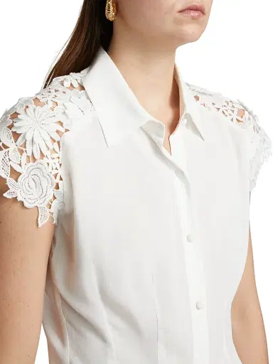 Generation Love Women's Felice Guipure Lace-Sleeve Blouse - White | Thumbnail 6 Generation Love Women's Felice Guipure Lace-Sleeve Blouse - White | Thumbnail 6
