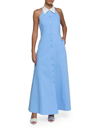 L'Agence Women's Maurie Cotton Poplin Halter Maxi Dress | Thumbnail 2 L'Agence Women's Maurie Cotton Poplin Halter Maxi Dress | Thumbnail 2