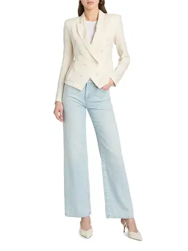 L'Agence Women's Emerson Structured Linen Blazer - Vintage White - Size XL | Thumbnail 2 L'Agence Women's Emerson Structured Linen Blazer - Vintage White - Size XL | Thumbnail 2