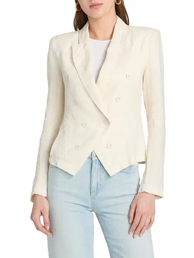 L'Agence Women's Emerson Structured Linen Blazer - Vintage White - Size XL | Thumbnail 3 L'Agence Women's Emerson Structured Linen Blazer - Vintage White - Size XL | Thumbnail 3