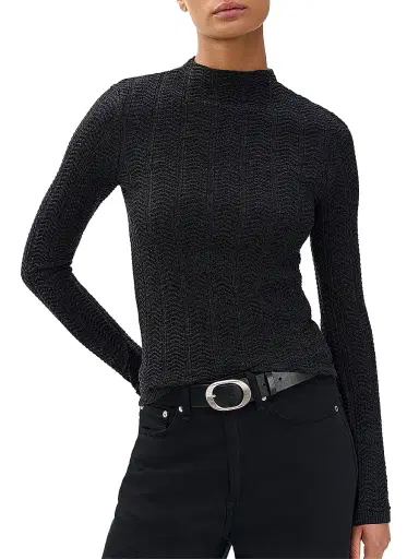 rag & bone Women's Francesca Wool Turtleneck Sweater - Charcoal | Thumbnail 3 rag & bone Women's Francesca Wool Turtleneck Sweater - Charcoal | Thumbnail 3