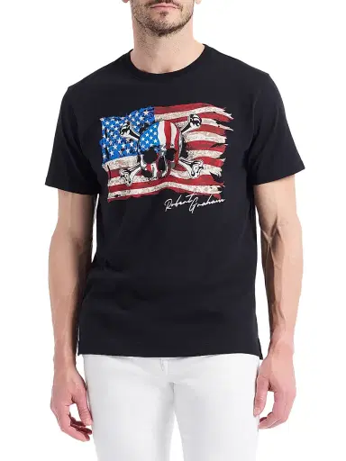 Robert Graham Men's Skull Flag Graphic Cotton T-Shirt - Black | Thumbnail 3 Robert Graham Men's Skull Flag Graphic Cotton T-Shirt - Black | Thumbnail 3