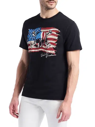 Robert Graham Men's Skull Flag Graphic Cotton T-Shirt - Black | Thumbnail 4 Robert Graham Men's Skull Flag Graphic Cotton T-Shirt - Black | Thumbnail 4