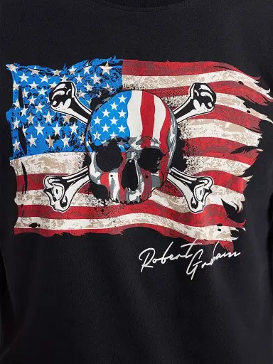 Robert Graham Men's Skull Flag Graphic Cotton T-Shirt - Black | Thumbnail 6 Robert Graham Men's Skull Flag Graphic Cotton T-Shirt - Black | Thumbnail 6