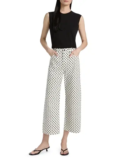 FRAME Women's The Bow Polka-Dot Crop Jeans - White Polka Dot | Thumbnail 2 FRAME Women's The Bow Polka-Dot Crop Jeans - White Polka Dot | Thumbnail 2