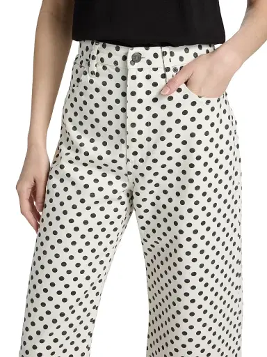 FRAME Women's The Bow Polka-Dot Crop Jeans - White Polka Dot | Thumbnail 6 FRAME Women's The Bow Polka-Dot Crop Jeans - White Polka Dot | Thumbnail 6