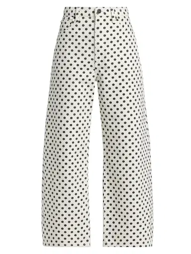 FRAME Women's The Bow Polka-Dot Crop Jeans - White Polka Dot | Thumbnail 1 FRAME Women's The Bow Polka-Dot Crop Jeans - White Polka Dot | Thumbnail 1