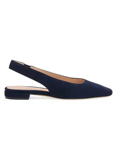 Stuart Weitzman Women's Stassi Suede Slingback Flats - Nice Blue - Size 9.5 | Thumbnail 1 Stuart Weitzman Women's Stassi Suede Slingback Flats - Nice Blue - Size 9.5 | Thumbnail 1