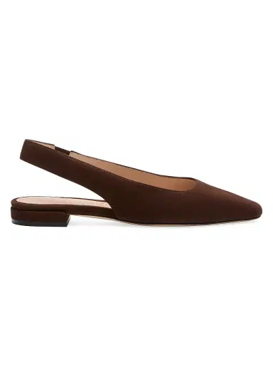 Stuart Weitzman Women's Stassi Suede Slingback Flats - Walnut | Thumbnail 1 Stuart Weitzman Women's Stassi Suede Slingback Flats - Walnut | Thumbnail 1