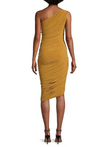 Norma Kamali Women's Diana Ruched One-Shoulder Midi-Dress - Mocha | Thumbnail 5 Norma Kamali Women's Diana Ruched One-Shoulder Midi-Dress - Mocha | Thumbnail 5
