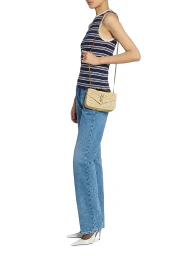 Saint Laurent Women's Loulou Mini Shoulder Bag in Raffia - Natural | Thumbnail 2 Saint Laurent Women's Loulou Mini Shoulder Bag in Raffia - Natural | Thumbnail 2