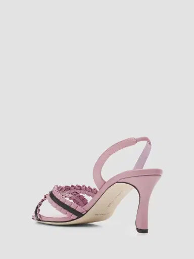 Manolo Blahnik Women's Volusan 70MM Leather Slanted-Heel Sandals - Dark Pink - Size 9 | Thumbnail 4 Manolo Blahnik Women's Volusan 70MM Leather Slanted-Heel Sandals - Dark Pink - Size 9 | Thumbnail 4