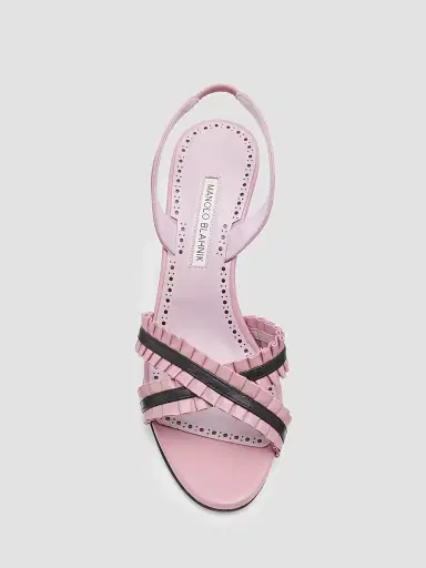 Manolo Blahnik Women's Volusan 70MM Leather Slanted-Heel Sandals - Dark Pink - Size 9 | Thumbnail 5 Manolo Blahnik Women's Volusan 70MM Leather Slanted-Heel Sandals - Dark Pink - Size 9 | Thumbnail 5
